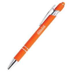 Orange Rubberized Aluminum Click Stylus Pen