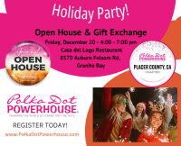 Placer County, CA Holiday Party, Gift Exchange & Guest Open House In Person Dec 20th (Special Event, 4-7pm PST) 